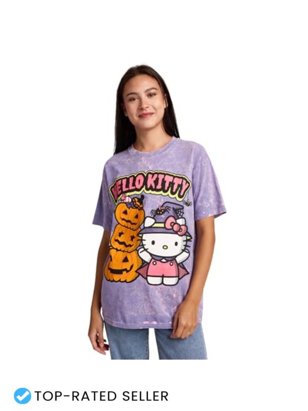 Hello Kitty Halloween Witch Pumpkins Cotton Tee Relaxed Fit